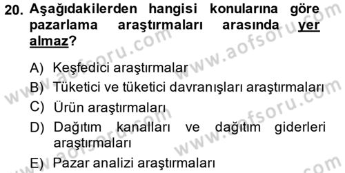 Sağlık Hizmetleri Pazarlaması Dersi 2013 - 2014 Yılı (Vize) Ara Sınav Soruları 20. Soru