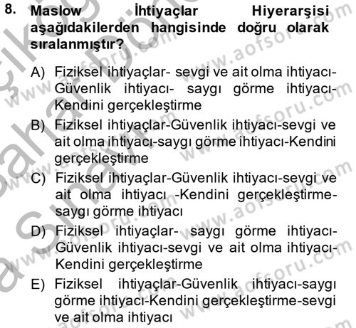 Sağlık Hizmetleri Pazarlaması Dersi 2013 - 2014 Yılı (Vize) Ara Sınav Soruları 8. Soru