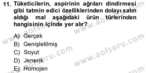 Sağlık Hizmetleri Pazarlaması Dersi 2013 - 2014 Yılı (Final) Dönem Sonu Sınav Soruları 11. Soru