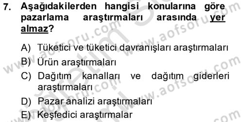 Sağlık Hizmetleri Pazarlaması Dersi 2013 - 2014 Yılı Tek Ders Sınav Soruları 7. Soru