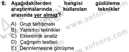 Sağlık Hizmetleri Pazarlaması Dersi 2013 - 2014 Yılı Tek Ders Sınav Soruları 8. Soru