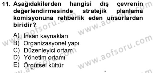 Sağlık Hizmetleri Pazarlaması Dersi 2014 - 2015 Yılı (Vize) Ara Sınavı 11. Soru