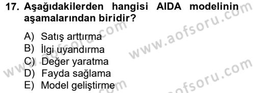 Sağlık Hizmetleri Pazarlaması Dersi 2014 - 2015 Yılı Tek Ders Sınavı 17. Soru