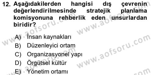 Sağlık Hizmetleri Pazarlaması Dersi 2015 - 2016 Yılı (Vize) Ara Sınavı 12. Soru