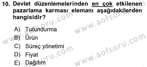Sağlık Hizmetleri Pazarlaması Dersi 2015 - 2016 Yılı (Final) Dönem Sonu Sınav Soruları 10. Soru