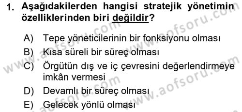 Sağlık Hizmetleri Pazarlaması Dersi 2015 - 2016 Yılı Tek Ders Sınavı 1. Soru