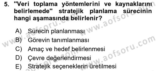 Sağlık Hizmetleri Pazarlaması Dersi 2016 - 2017 Yılı 3 Ders Sınavı 5. Soru