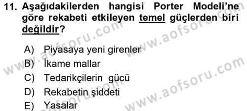 Sağlık Hizmetleri Pazarlaması Dersi 2016 - 2017 Yılı (Vize) Ara Sınav Soruları 11. Soru