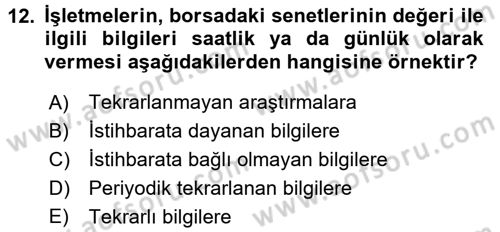 Sağlık Hizmetleri Pazarlaması Dersi 2016 - 2017 Yılı (Vize) Ara Sınav Soruları 12. Soru