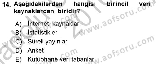 Sağlık Hizmetleri Pazarlaması Dersi 2016 - 2017 Yılı (Vize) Ara Sınav Soruları 14. Soru