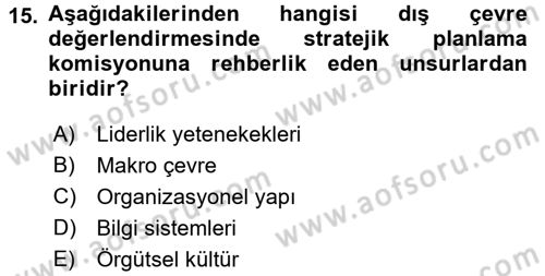 Sağlık Hizmetleri Pazarlaması Dersi 2016 - 2017 Yılı (Vize) Ara Sınav Soruları 15. Soru