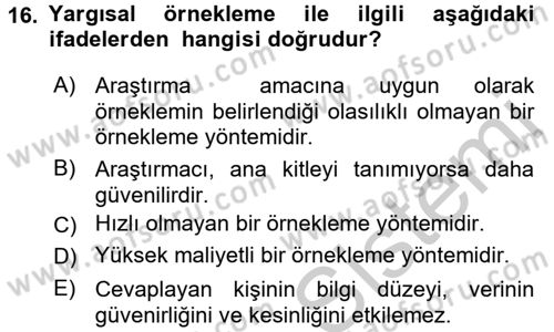 Sağlık Hizmetleri Pazarlaması Dersi 2016 - 2017 Yılı (Vize) Ara Sınav Soruları 16. Soru