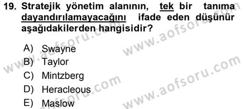Sağlık Hizmetleri Pazarlaması Dersi 2016 - 2017 Yılı (Vize) Ara Sınav Soruları 19. Soru