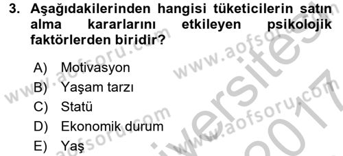 Sağlık Hizmetleri Pazarlaması Dersi 2016 - 2017 Yılı (Vize) Ara Sınav Soruları 3. Soru