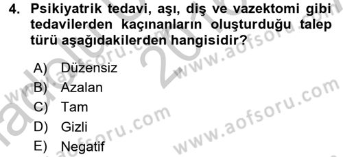 Sağlık Hizmetleri Pazarlaması Dersi 2016 - 2017 Yılı (Vize) Ara Sınav Soruları 4. Soru