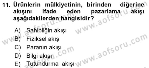 Sağlık Hizmetleri Pazarlaması Dersi 2016 - 2017 Yılı (Final) Dönem Sonu Sınav Soruları 11. Soru