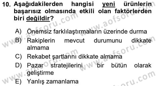 Sağlık Hizmetleri Pazarlaması Dersi 2017 - 2018 Yılı 3 Ders Sınav Soruları 10. Soru