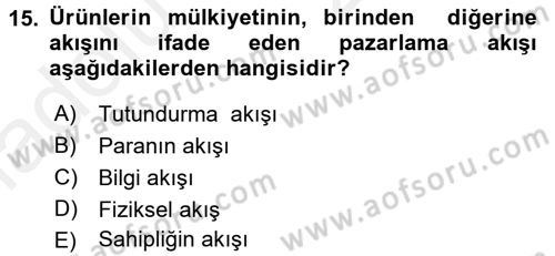 Sağlık Hizmetleri Pazarlaması Dersi 2017 - 2018 Yılı 3 Ders Sınav Soruları 15. Soru