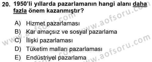 Sağlık Hizmetleri Pazarlaması Dersi 2017 - 2018 Yılı 3 Ders Sınav Soruları 20. Soru