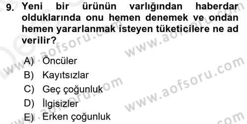 Sağlık Hizmetleri Pazarlaması Dersi 2017 - 2018 Yılı 3 Ders Sınav Soruları 9. Soru