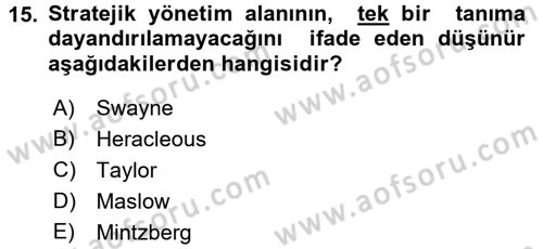 Sağlık Hizmetleri Pazarlaması Dersi 2017 - 2018 Yılı (Vize) Ara Sınav Soruları 15. Soru
