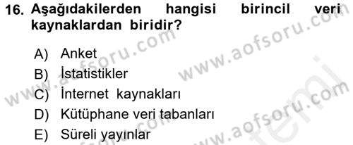 Sağlık Hizmetleri Pazarlaması Dersi 2017 - 2018 Yılı (Vize) Ara Sınav Soruları 16. Soru