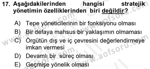Sağlık Hizmetleri Pazarlaması Dersi 2017 - 2018 Yılı (Vize) Ara Sınav Soruları 17. Soru