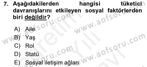 Sağlık Hizmetleri Pazarlaması Dersi 2017 - 2018 Yılı (Vize) Ara Sınav Soruları 7. Soru