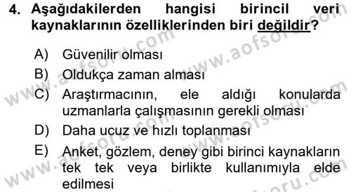Sağlık Hizmetleri Pazarlaması Dersi 2017 - 2018 Yılı (Final) Dönem Sonu Sınav Soruları 4. Soru