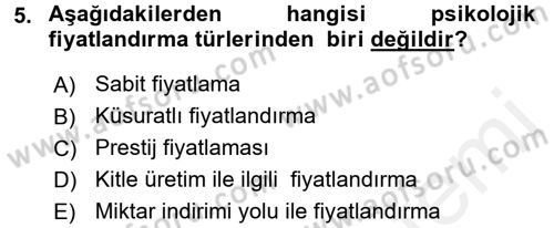 Sağlık Hizmetleri Pazarlaması Dersi 2017 - 2018 Yılı (Final) Dönem Sonu Sınav Soruları 5. Soru