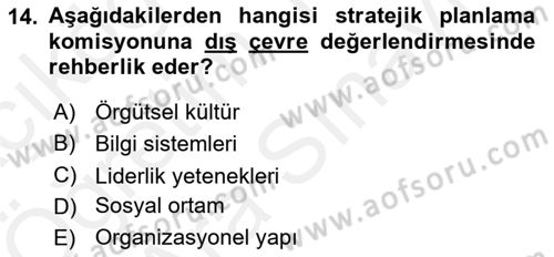 Sağlık Hizmetleri Pazarlaması Dersi 2018 - 2019 Yılı (Vize) Ara Sınav Soruları 14. Soru