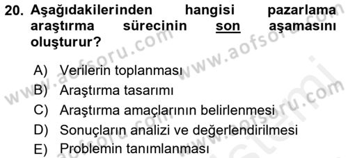 Sağlık Hizmetleri Pazarlaması Dersi 2018 - 2019 Yılı (Vize) Ara Sınav Soruları 20. Soru