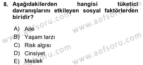 Sağlık Hizmetleri Pazarlaması Dersi 2018 - 2019 Yılı (Vize) Ara Sınav Soruları 8. Soru
