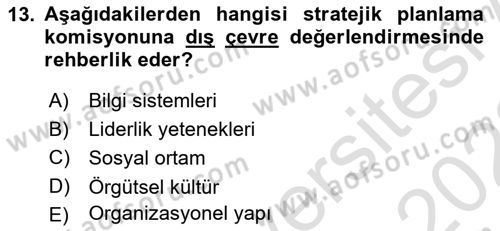 Sağlık Hizmetleri Pazarlaması Dersi 2021 - 2022 Yılı (Vize) Ara Sınav Soruları 13. Soru