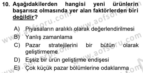 Sağlık Hizmetleri Pazarlaması Dersi 2021 - 2022 Yılı (Final) Dönem Sonu Sınavı 10. Soru