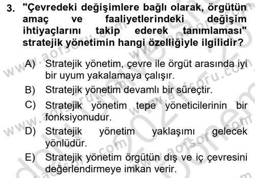 Sağlık Hizmetleri Pazarlaması Dersi 2021 - 2022 Yılı (Final) Dönem Sonu Sınavı 3. Soru