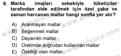 Sağlık Hizmetleri Pazarlaması Dersi 2021 - 2022 Yılı (Final) Dönem Sonu Sınavı 9. Soru