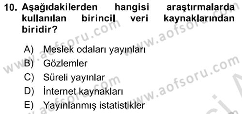 Sağlık Hizmetleri Pazarlaması Dersi 2021 - 2022 Yılı Yaz Okulu Sınav Soruları 10. Soru