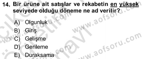 Sağlık Hizmetleri Pazarlaması Dersi 2021 - 2022 Yılı Yaz Okulu Sınav Soruları 14. Soru
