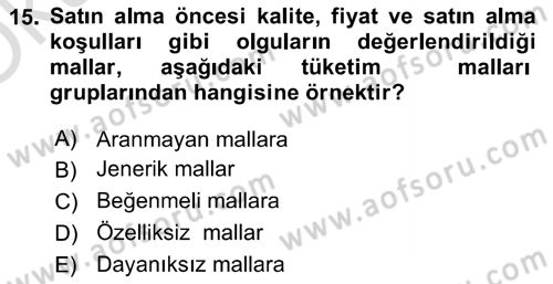 Sağlık Hizmetleri Pazarlaması Dersi 2021 - 2022 Yılı Yaz Okulu Sınav Soruları 15. Soru