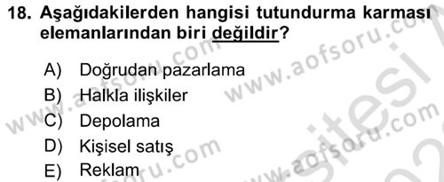 Sağlık Hizmetleri Pazarlaması Dersi 2021 - 2022 Yılı Yaz Okulu Sınav Soruları 18. Soru