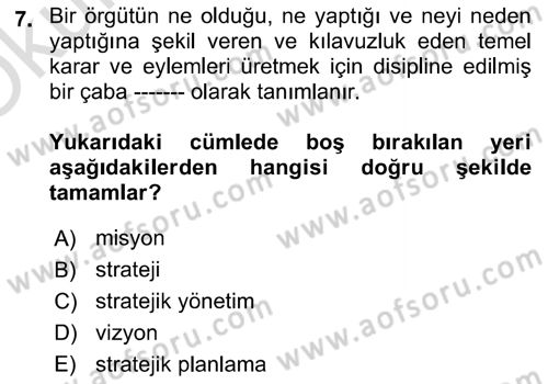 Sağlık Hizmetleri Pazarlaması Dersi 2021 - 2022 Yılı Yaz Okulu Sınav Soruları 7. Soru