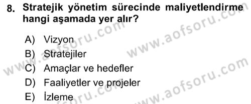 Sağlık Hizmetleri Pazarlaması Dersi 2021 - 2022 Yılı Yaz Okulu Sınav Soruları 8. Soru