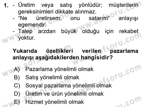 Sağlık Hizmetleri Pazarlaması Dersi 2022 - 2023 Yılı Yaz Okulu Sınav Soruları 1. Soru