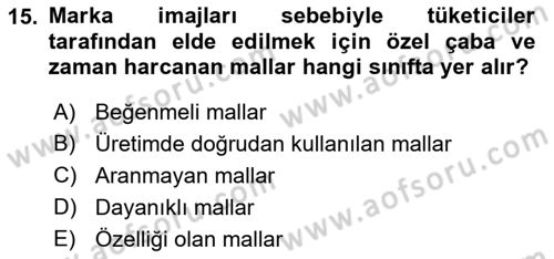 Sağlık Hizmetleri Pazarlaması Dersi 2022 - 2023 Yılı Yaz Okulu Sınav Soruları 15. Soru