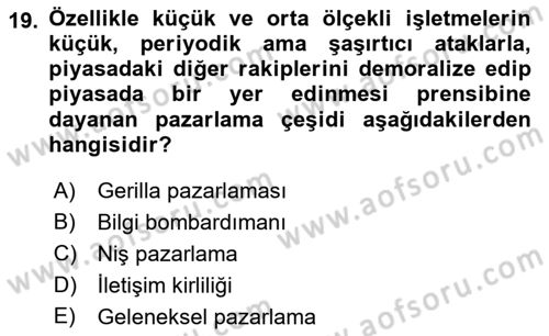 Sağlık Hizmetleri Pazarlaması Dersi 2022 - 2023 Yılı Yaz Okulu Sınav Soruları 19. Soru