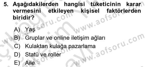 Sağlık Hizmetleri Pazarlaması Dersi 2022 - 2023 Yılı Yaz Okulu Sınav Soruları 5. Soru