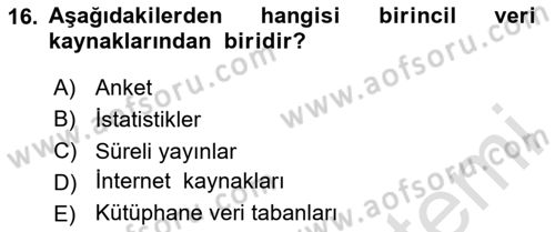 Sağlık Hizmetleri Pazarlaması Dersi 2023 - 2024 Yılı (Vize) Ara Sınav Soruları 16. Soru