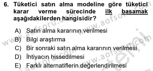 Sağlık Hizmetleri Pazarlaması Dersi 2023 - 2024 Yılı (Vize) Ara Sınav Soruları 6. Soru