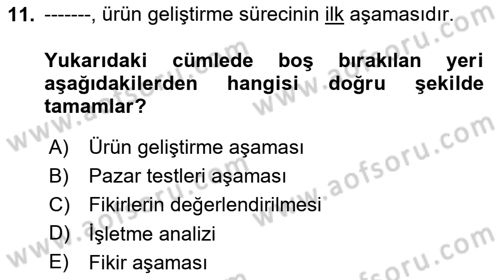 Sağlık Hizmetleri Pazarlaması Dersi 2023 - 2024 Yılı (Final) Dönem Sonu Sınav Soruları 11. Soru